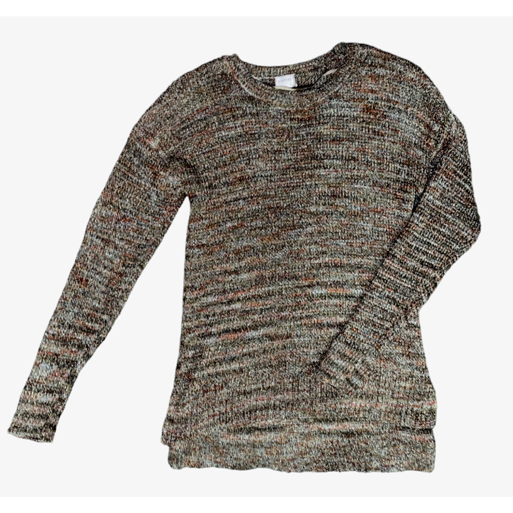 Cupio Fall Colored Metallic Shimmer Cable Knit Crew Neck Sweater Sz M ( Medium)